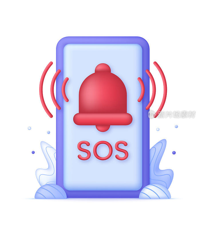 手机上的3D SOS紧急图标。